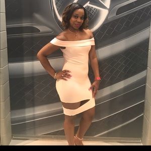 Blush Off The Shoulder Cut Out Dress